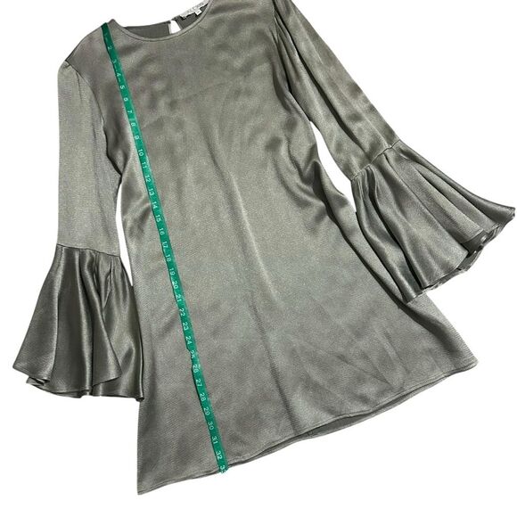 ALEXIS ($498) Pewter Textured Bell Sleeve Dress S - Picture 10 of 15